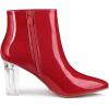 image:imageAllegra K Womens Clear Heel Pointed Toe Chunky Heels Ankle BootsRed