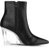 image:imageAllegra K Womens Clear Heel Pointed Toe Wedge Heels Ankle BootsBlack