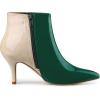 image:imageAllegra K Womens Contrast Color Leopard Print Stiletto Heel Ankle BootsGreen Beige