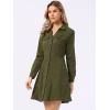 image:imageAllegra K Womens Denim Dress Button Down Collar V Neck Long Sleeve Aline Cotton Jean DressArmy Green