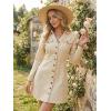 image:imageAllegra K Womens Denim Dress Button Down Collar V Neck Long Sleeve Aline Cotton Jean DressBeige