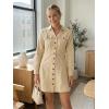 image:imageAllegra K Womens Denim Dress Button Down Collar V Neck Long Sleeve Aline Cotton Jean DressBeige