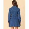 image:imageAllegra K Womens Denim Dress Button Down Collar V Neck Long Sleeve Aline Cotton Jean DressBlue