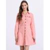 image:imageAllegra K Womens Denim Dress Button Down Collar V Neck Long Sleeve Aline Cotton Jean DressDark Pink