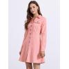 image:imageAllegra K Womens Denim Dress Button Down Collar V Neck Long Sleeve Aline Cotton Jean DressDark Pink