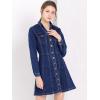image:imageAllegra K Womens Denim Dress Button Down Collar V Neck Long Sleeve Aline Cotton Jean DressDeep Blue