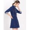 image:imageAllegra K Womens Denim Dress Button Down Collar V Neck Long Sleeve Aline Cotton Jean DressDeep Blue
