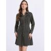 image:imageAllegra K Womens Denim Dress Button Down Collar V Neck Long Sleeve Aline Cotton Jean DressGrey
