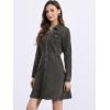 image:imageAllegra K Womens Denim Dress Button Down Collar V Neck Long Sleeve Aline Cotton Jean DressGrey