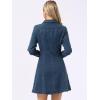 image:imageAllegra K Womens Denim Dress Button Down Collar V Neck Long Sleeve Aline Cotton Jean DressGrey Blue
