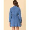 image:imageAllegra K Womens Denim Dress Button Down Collar V Neck Long Sleeve Aline Cotton Jean DressLight Blue