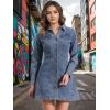 image:imageAllegra K Womens Denim Dress Button Down Collar V Neck Long Sleeve Aline Cotton Jean DressRetro Blue