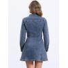 image:imageAllegra K Womens Denim Dress Button Down Collar V Neck Long Sleeve Aline Cotton Jean DressRetro Blue