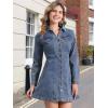 image:imageAllegra K Womens Denim Dress Button Down Collar V Neck Long Sleeve Aline Cotton Jean DressRetro Blue