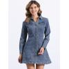 image:imageAllegra K Womens Denim Dress Button Down Collar V Neck Long Sleeve Aline Cotton Jean DressRetro Blue