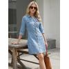 image:imageAllegra K Womens Denim Dress Button Down Collar V Neck Long Sleeve Aline Cotton Jean DressSky Blue