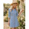 image:imageAllegra K Womens Denim Dress Button Down Collar V Neck Long Sleeve Aline Cotton Jean DressSky Blue