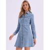 image:imageAllegra K Womens Denim Dress Button Down Collar V Neck Long Sleeve Aline Cotton Jean DressSky Blue