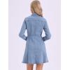 image:imageAllegra K Womens Denim Dress Button Down Collar V Neck Long Sleeve Aline Cotton Jean DressSky Blue