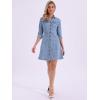image:imageAllegra K Womens Denim Dress Button Down Collar V Neck Long Sleeve Aline Cotton Jean DressSky Blue