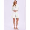 image:imageAllegra K Womens Denim Dress Button Down Collar V Neck Long Sleeve Aline Cotton Jean DressWhite
