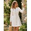 image:imageAllegra K Womens Denim Dress Button Down Collar V Neck Long Sleeve Aline Cotton Jean DressWhite