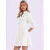image:imageAllegra K Womens Denim Dress Button Down Collar V Neck Long Sleeve Aline Cotton Jean DressWhite