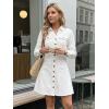 image:imageAllegra K Womens Denim Dress Button Down Collar V Neck Long Sleeve Aline Cotton Jean DressWhite