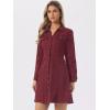 image:imageAllegra K Womens Denim Dress Button Down Collar V Neck Long Sleeve Aline Cotton Jean DressWine Red