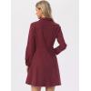 image:imageAllegra K Womens Denim Dress Button Down Collar V Neck Long Sleeve Aline Cotton Jean DressWine Red