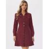 image:imageAllegra K Womens Denim Dress Button Down Collar V Neck Long Sleeve Aline Cotton Jean DressWine Red