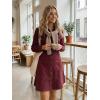 image:imageAllegra K Womens Denim Dress Button Down Collar V Neck Long Sleeve Aline Cotton Jean DressWine Red