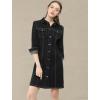 image:imageAllegra K Womens Denim Dresses Spring Summer Button Down 34 Sleeve 2026 Jean Mini DressBlack