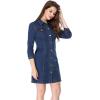 image:imageAllegra K Womens Denim Dresses Spring Summer Button Down 34 Sleeve 2026 Jean Mini DressBlue
