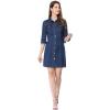 image:imageAllegra K Womens Denim Dresses Spring Summer Button Down 34 Sleeve 2026 Jean Mini DressBlue
