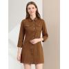 image:imageAllegra K Womens Denim Dresses Spring Summer Button Down 34 Sleeve 2026 Jean Mini DressBrown