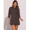 image:imageAllegra K Womens Denim Dresses Spring Summer Button Down 34 Sleeve 2026 Jean Mini DressDark Brown