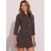 image:imageAllegra K Womens Denim Dresses Spring Summer Button Down 34 Sleeve 2026 Jean Mini DressDark Brown