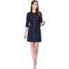 image:imageAllegra K Womens Denim Dresses Spring Summer Button Down 34 Sleeve 2026 Jean Mini DressDeep Blue