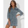 image:imageAllegra K Womens Denim Dresses Spring Summer Button Down 34 Sleeve 2026 Jean Mini DressGray Blue