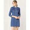 image:imageAllegra K Womens Denim Dresses Spring Summer Button Down 34 Sleeve 2026 Jean Mini DressLight Blue