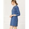 image:imageAllegra K Womens Denim Dresses Spring Summer Button Down 34 Sleeve 2026 Jean Mini DressLight Blue