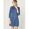image:imageAllegra K Womens Denim Dresses Spring Summer Button Down 34 Sleeve 2026 Jean Mini DressLight Blue