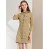 image:imageAllegra K Womens Denim Dresses Spring Summer Button Down 34 Sleeve 2026 Jean Mini DressLight Khaki