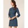 image:imageAllegra K Womens Denim Dresses Spring Summer Button Down 34 Sleeve 2026 Jean Mini DressMid Blue