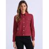 image:imageAllegra K Womens Faux Suede TurnDown Collar Shacket Flap Pockets Snap Button Western JacketWine Red
