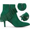 image:imageAllegra K Womens Fringe Heels Boot Rhinestone Stiletto Heel Ankle BootsEmerald Green