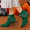 image:imageAllegra K Womens Fringe Heels Boot Rhinestone Stiletto Heel Ankle BootsEmerald Green