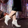 image:imageAllegra K Womens Glitter Pointed Toe Stiletto Heel Ankle BootsSilver