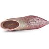 image:imageAllegra K Womens Glitter Pointed Toe Stiletto Heel Ankle BootsSilver Pink